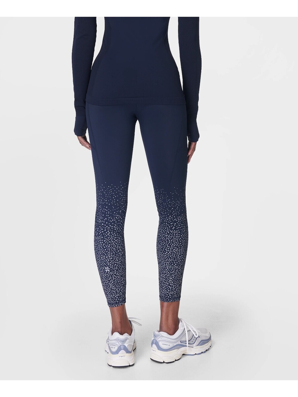 Sweaty Betty Zero Gravity Running Leggings M Navy Reflective Print